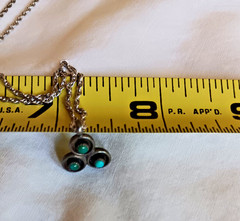 VTG C. 1976 TURQUOISE RAIN CLOUD STERLING SILVER 925 PENDANT, 18 IN CHAIN SIGNED