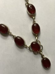Vintage Neckless Cornelian 925 Silver Chain 19 Inch In The Gift Box