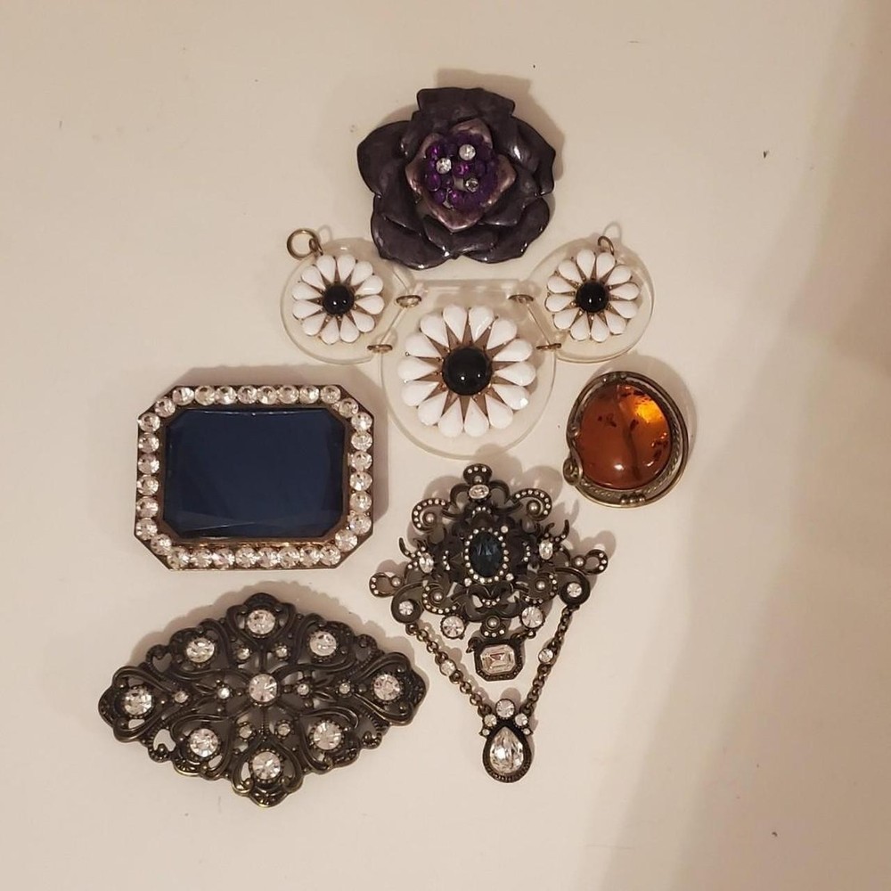 Vintage Brooches and Belt Buckle Set