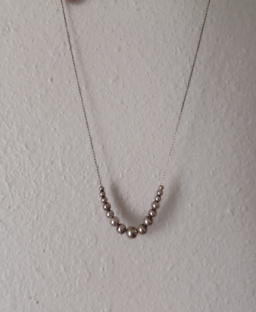 Vintage Estate Sterling Silver Graduated Sliding Ball Necklace Chain 20″ Long