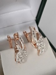 Vintage 1990-s 14 Ct Rolled Gold Zircons Earrings-Hallmarked 585 RG
