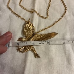 Eagle Pendant gold-tone necklace metal bird of prey 24” Chain 2.5 X 3” Eagle