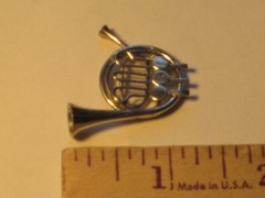 vintage ornate French Horn marked STC JMP ? sterling silver figure