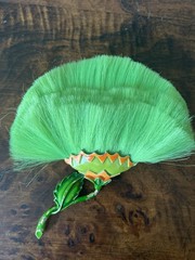 Vintage Hattie Carnegie Flower Brooch Lime Green Dynel Fiber Large Unique 60s