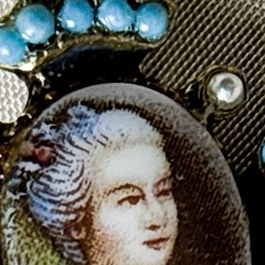 Vintage Brooch, Miniature Victorian Portrait Cameo Turquoise Bead Brooch Pin A66