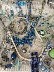 Vintage & Modern Costume Jewelry Lot Curated Collection ALL WEARABLE Blues