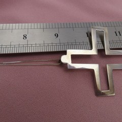 Vintage Sterling Silver Necklace Large Open Cross 2.5 in Pendant Statement 210h
