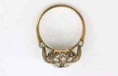 Vintage Art Deco Style Old European Lab Created Diamond Wedding 14K Gold FN Ring