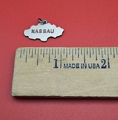 Sterling Silver Map of NASSAU Bahamas Vintage Souvenir Charm Pendant