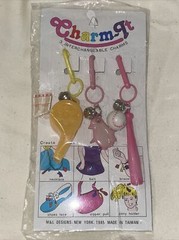 Charm-It VTG 1995 Clip On Bell Charms Whistle Penguin Baseball Bat New Old Stock