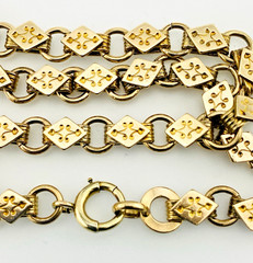 Antique Victorian Gold Filled Book Chain Necklace Locket Clasp 15 Inch