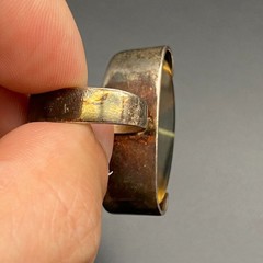 Vintage Modernist Tiger Eye Sterling Silver Dimensional Ring Size 5.25