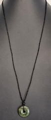 Natural Dark Green Nephrite Jade Pi Donut Pendant Necklace Lucky Cord 1″ ~~READ~