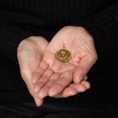 Antique Portuguese Medallion 19k Yellow Gold 1st Communion Religious Charm