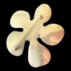 Enamel Flower Brooch Pilgrim Red Pop Art Abstract Flower Pin Vintage Denmark