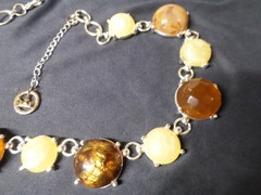 TRIFARI CHOKER NECKLACE – MULTICOLORED LUCITE STONE GEMS – SILVER COLOR
