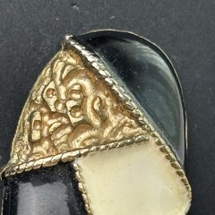 Vintage Enamel Earrings Black gold cream BOLD 90’S Textured Post Pierced Backs