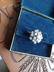 Funky 1950s Midcentury 14K White Gold Diamond Cluster Vintage Dome Cocktail Ring