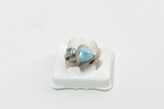 Vintage Gorgeous Sterling Silver Deep Sky Blue Larimar and Crystal Size 6 Ring