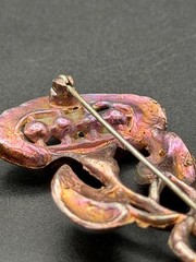 Art Deco 30-40s Era Rainbow Pot Metal Brooch Calla Lily Flower S in Star Mark