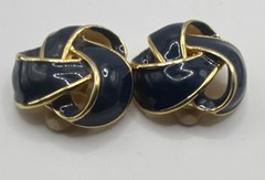 Vintage Les Bernard Vc Gold Email Tone Clip On Earrings