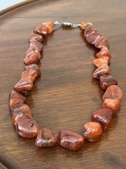Vintage Red Carnelian Agate Nugget Necklace 18″ Chunky