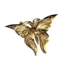 Vintage SFJ Gold Tone Colorful Rhinestone Butterfly Brooch