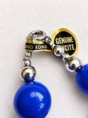 Vintage Genuine Lucite Cobalt Blue Beaded Necklace Made in Hong Kong 18” Mod