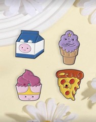 New SET OF 4 ADVENTURE TIME As FOOD Pins LUMPY Brooch FINN Jake BUBBLEGUM Pin