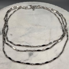 Vintage Monet Silver Tone Rope Necklace Station Chain Signed 56 Inch Long Opera