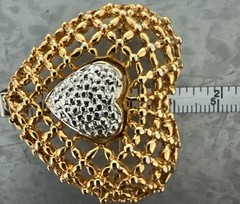 Gold & Silver Tones-Heart Brooch /pin!!