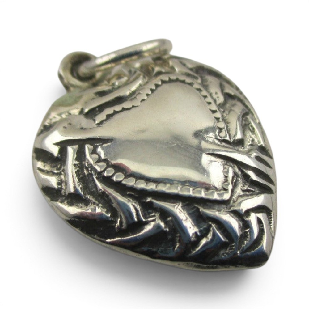 Sterling Silver Puffy Pierced Heart Charm for Bracelet Cupid’s Arrow of Love 39
