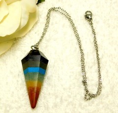 MULTICOLORED NATURAL GEMSTONE CHAKRA PENDANT NECKLACE 18″