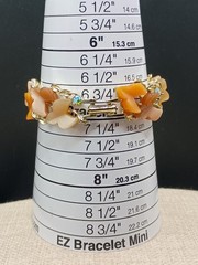 THERMOSET PLASTIC Bracelet Vintage Molded Leaf Gold Tone Fall AB Crystal 7 in