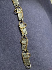Artisan Signed Mixed Metal Hearts 6.5″ Bracelet Brass & Silver Tone Excellent