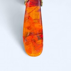 Vintage Andreas Daub Signed Baltic Amber Teardrop Pendant Necklace
