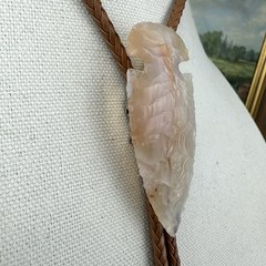 Impressive Vintage Western Southwestern Agate Arrowhead Bolo Tie