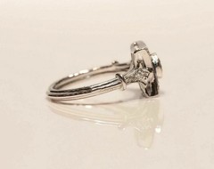 Old European & Sapphire Lab Created Diamond Art Deco Engagement 14K Gold FN Ring