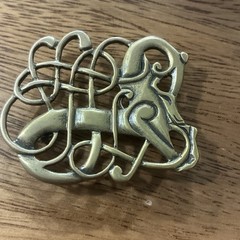 Norway viking Urnes bronze brooch Scandinavian design From Maine Estate