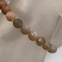 Druzy Stone Bracelet Neutral Color Faceted Gemstone Beads Stretch Chakra 6.25″