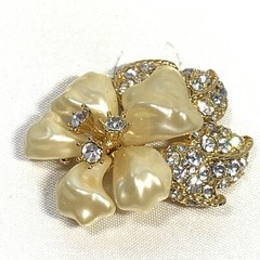 VINTAGE Sign NOLAN MILLER Jane Wyman PIN Lucite Flower Rhinestones Gold BOX COA