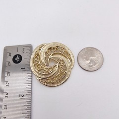 Vintage Gerry’s Openwork Swirl Brooch Gold Tone Modernist Sculptural Mob Wife