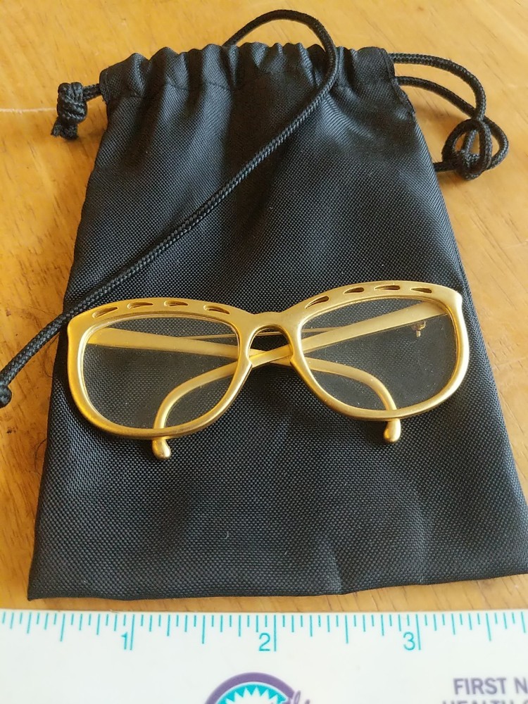 Optometrist Brooch Glasses ophthalmic eye Gold tone optician ophthalmology 3″ in