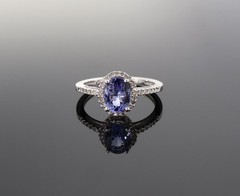 Vintage 10k White Gold Tanzanite & I Si Diamond Halo Ring Size N1/2 Val $5265