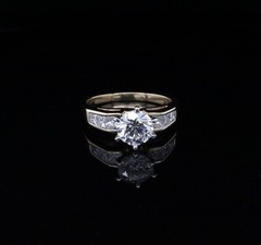 1.00ct F SI2 & Princess Cut Diamond Set 18k Yellow Gold Ring Size K.5 Val$16800