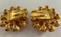 Vintage JUDY LEE Pink Rhinestone Flower BROOCH & EARRINGS Gold Tone Signed #889