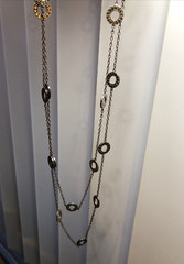 19. 925 Sterling Anna Beck Style Dot O Rings Linked Chain Necklace 43.3g, 60″