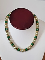 2 Vintage c 1960s 12k Gold Filled Bead Ball Pearl Necklaces Trifari Brooch Lot