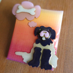 Adorable Dog Lucinda Pet Pin Dreaming About Bone Sunset Thought Bubble Treat VTG