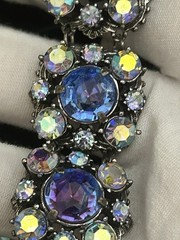Florenza Signed Demi-Parure Bracelet & Clip On Earrings Set with Aurora Borealis